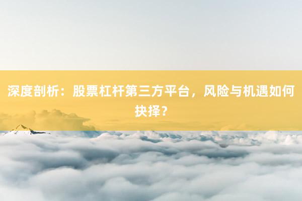 深度剖析：股票杠杆第三方平台，风险与机遇如何抉择？