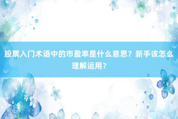 股票入门术语中的市盈率是什么意思？新手该怎么理解运用？