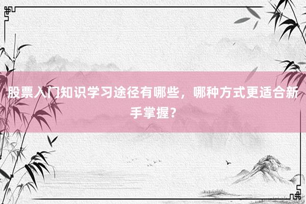 股票入门知识学习途径有哪些，哪种方式更适合新手掌握？