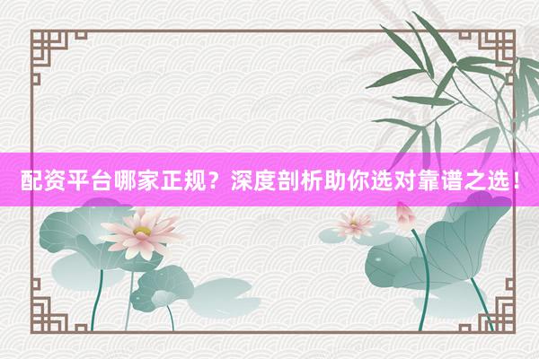 配资平台哪家正规？深度剖析助你选对靠谱之选！
