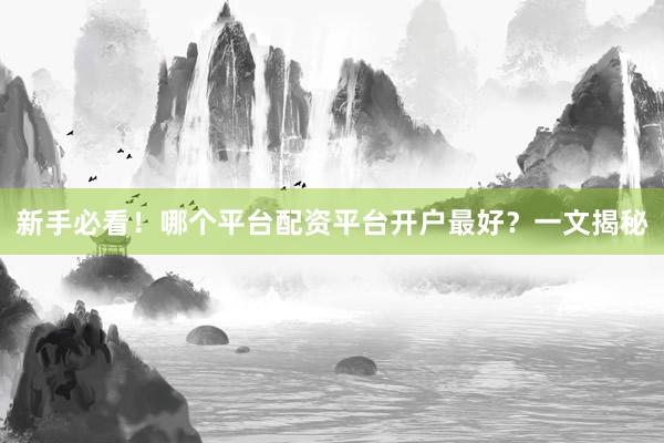新手必看！哪个平台配资平台开户最好？一文揭秘