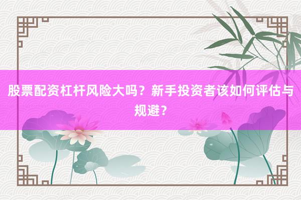 股票配资杠杆风险大吗？新手投资者该如何评估与规避？