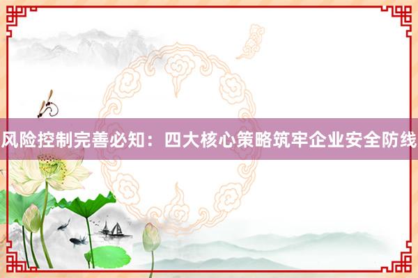 风险控制完善必知：四大核心策略筑牢企业安全防线