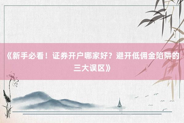 《新手必看！证券开户哪家好？避开低佣金陷阱的三大误区》