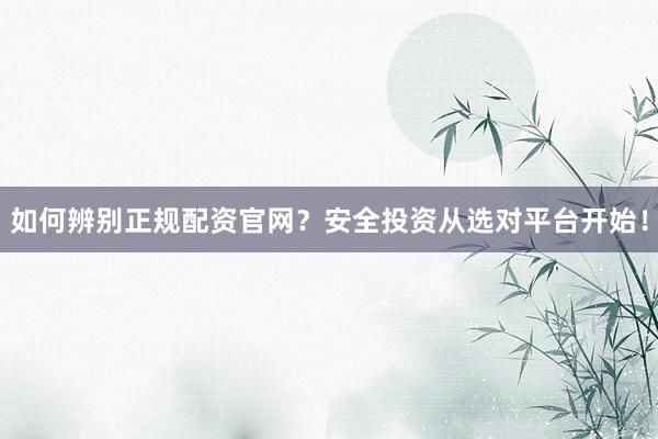 如何辨别正规配资官网？安全投资从选对平台开始！