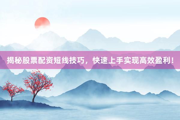 揭秘股票配资短线技巧，快速上手实现高效盈利！