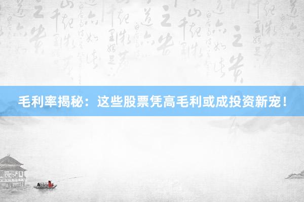 毛利率揭秘：这些股票凭高毛利或成投资新宠！