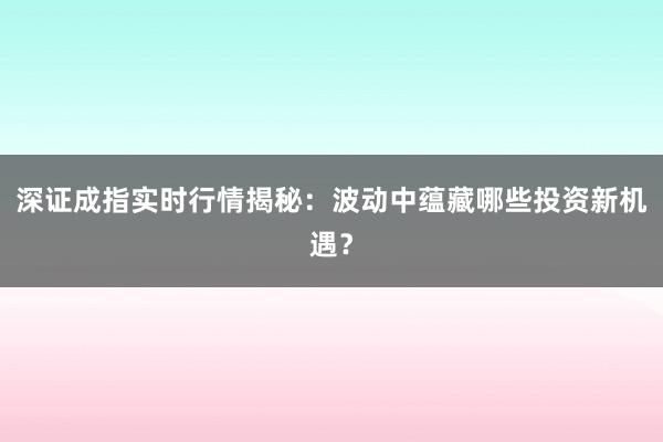 深证成指实时行情揭秘：波动中蕴藏哪些投资新机遇？