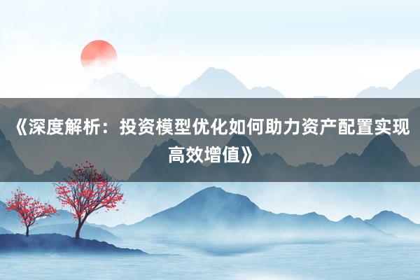 《深度解析：投资模型优化如何助力资产配置实现高效增值》