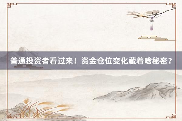 普通投资者看过来！资金仓位变化藏着啥秘密？