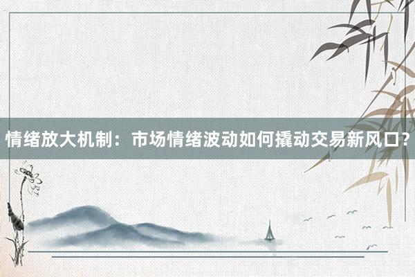 情绪放大机制：市场情绪波动如何撬动交易新风口？