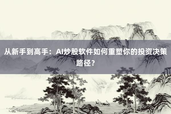 从新手到高手：AI炒股软件如何重塑你的投资决策路径？