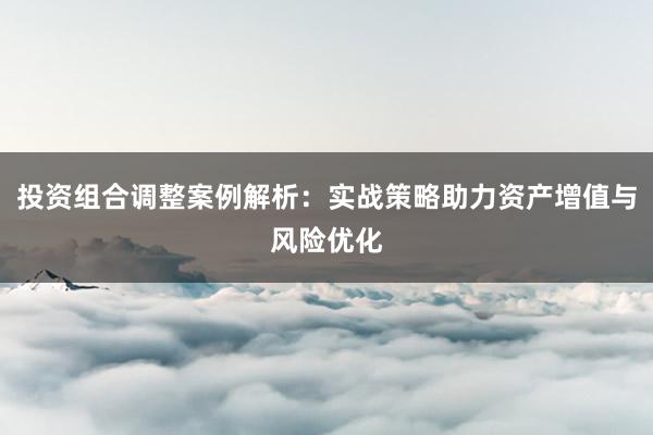 投资组合调整案例解析：实战策略助力资产增值与风险优化