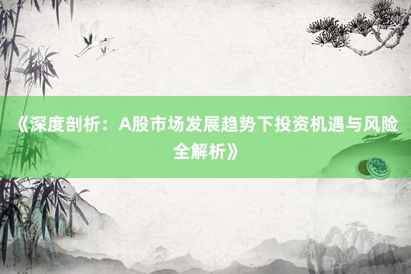 《深度剖析：A股市场发展趋势下投资机遇与风险全解析》