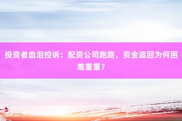 投资者血泪控诉：配资公司跑路，资金追回为何困难重重？