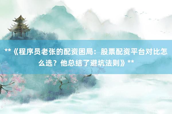 **《程序员老张的配资困局：股票配资平台对比怎么选？他总结了避坑法则》**